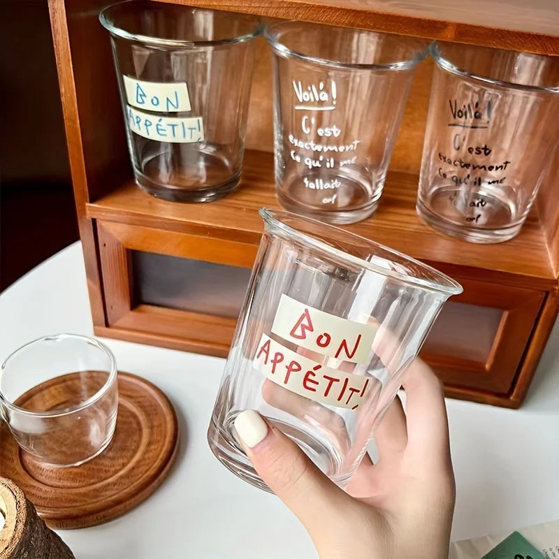 1pc High-looking Coffee Cup Flip Mouth Cup Letter Cup Glass Cup Home Milk Cup Breakfast Cup Tea Cup