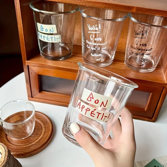 1pc High-looking Coffee Cup Flip Mouth Cup Letter Cup Glass Cup Home Milk Cup Breakfast Cup Tea Cup