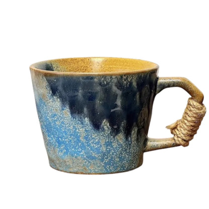 1 Pc 380ML Rustic Retro Ceramic Cups Unique Tableware Wide Mouth Cups Handcrafted Office Coffee Mugs