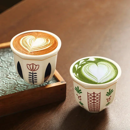 180ml Middle Eastern Style Ceramics Coffee Cup Tea Cup Espresso Cups Hand Grip Cappuccino Cups Kitchen Organizer