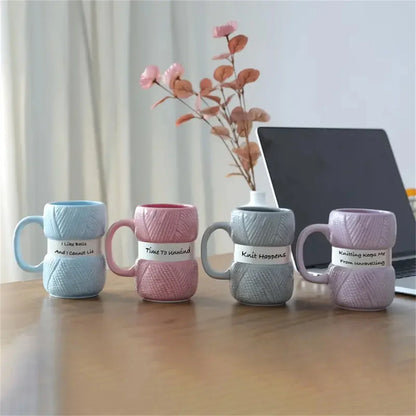 Water Cup, 425ml/14.37oz Funny Knit Ceramic Coffee Mug Teacup Novelty Gift For Women And Menfor Christmas, Halloween, Easter Day