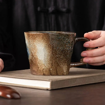 1 Pc 380ML Rustic Retro Ceramic Cups Unique Tableware Wide Mouth Cups Handcrafted Office Coffee Mugs