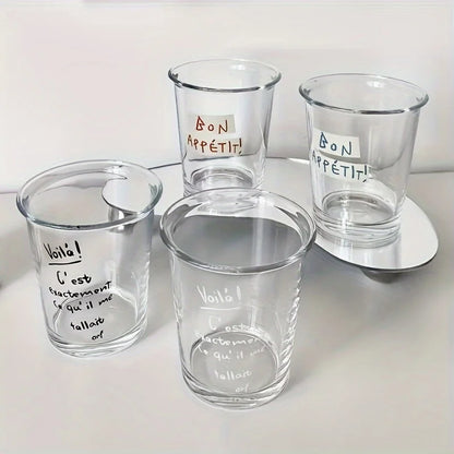 1pc High-looking Coffee Cup Flip Mouth Cup Letter Cup Glass Cup Home Milk Cup Breakfast Cup Tea Cup