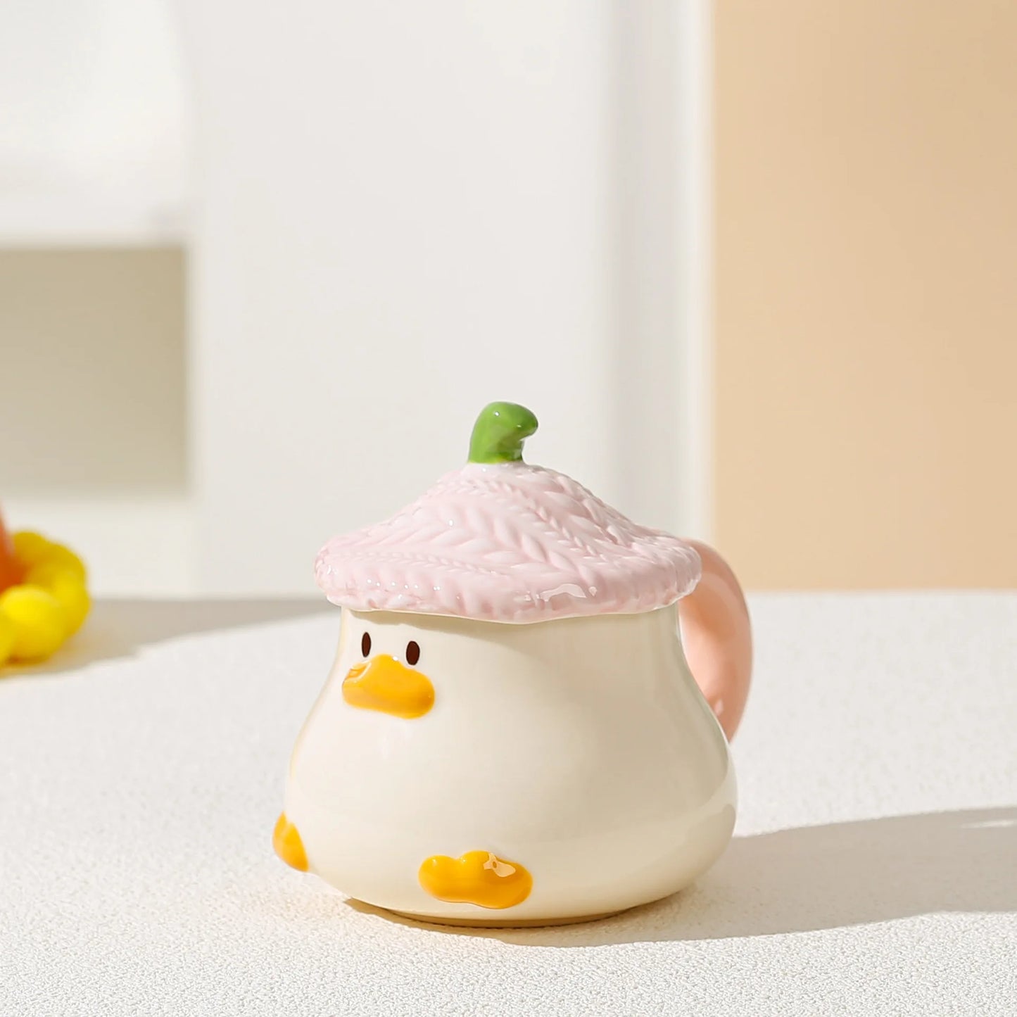Cup Cartoon Duckling Mug Underglaze Colored Cup With Cute Lid Water Cup High Aesthetic Value Household Ceramic Cup Breakfast Cup