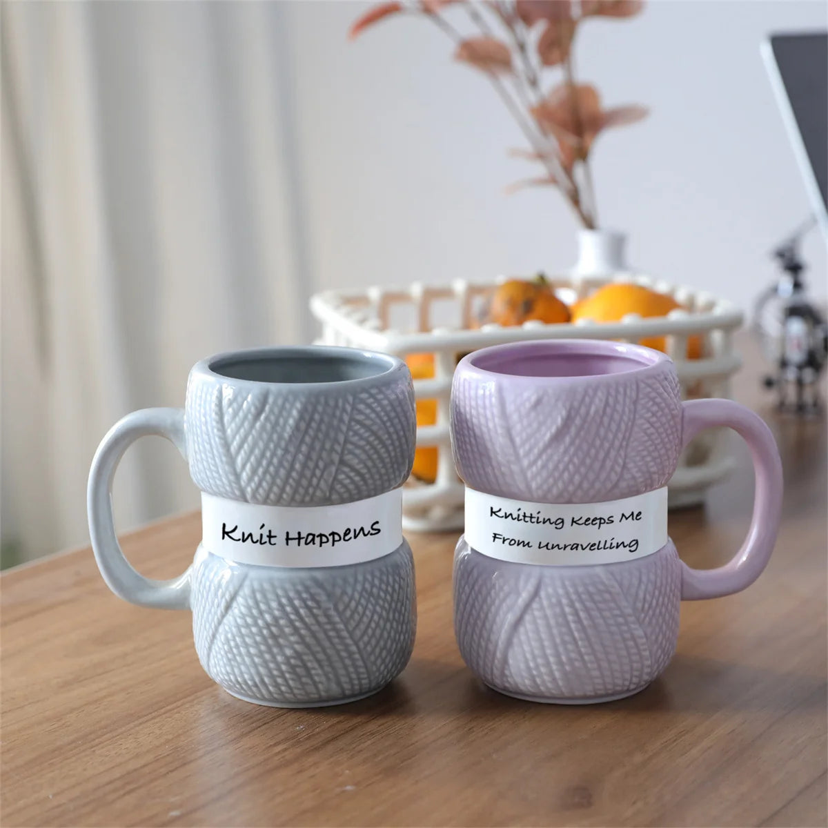 Water Cup, 425ml/14.37oz Funny Knit Ceramic Coffee Mug Teacup Novelty Gift For Women And Menfor Christmas, Halloween, Easter Day