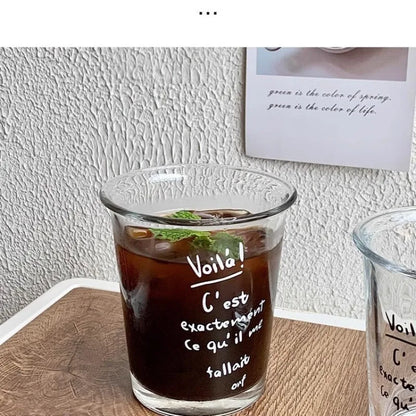 1pc High-looking Coffee Cup Flip Mouth Cup Letter Cup Glass Cup Home Milk Cup Breakfast Cup Tea Cup
