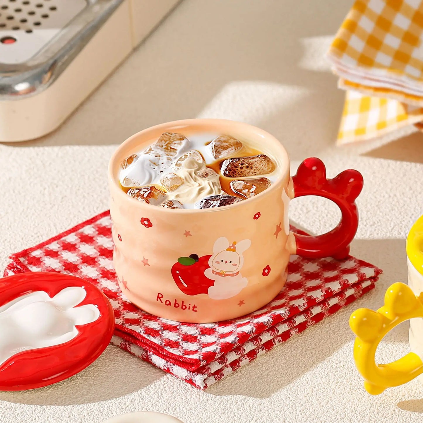Cup Cartoon Duckling Mug Underglaze Colored Cup With Cute Lid Water Cup High Aesthetic Value Household Ceramic Cup Breakfast Cup