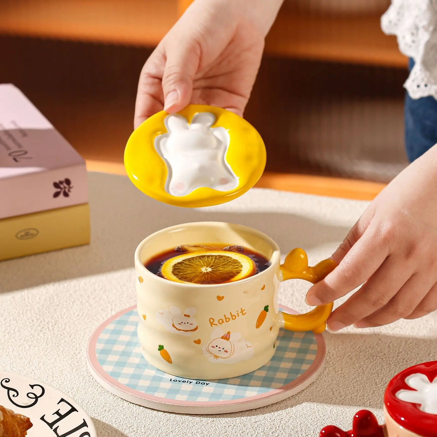 Cup Cartoon Duckling Mug Underglaze Colored Cup With Cute Lid Water Cup High Aesthetic Value Household Ceramic Cup Breakfast Cup
