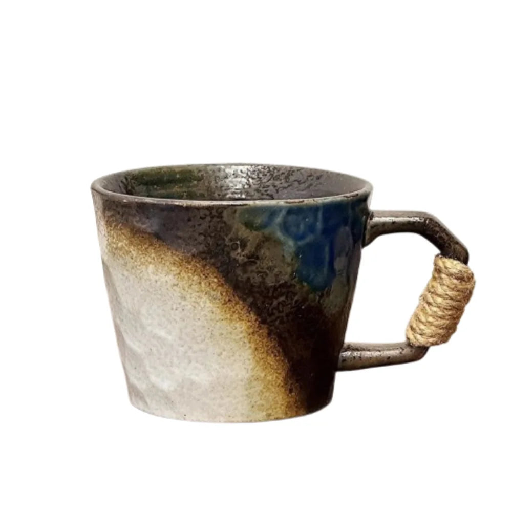 1 Pc 380ML Rustic Retro Ceramic Cups Unique Tableware Wide Mouth Cups Handcrafted Office Coffee Mugs