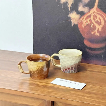 1 Pc 380ML Rustic Retro Ceramic Cups Unique Tableware Wide Mouth Cups Handcrafted Office Coffee Mugs