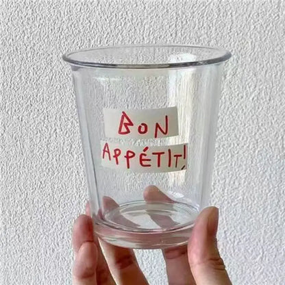 1pc High-looking Coffee Cup Flip Mouth Cup Letter Cup Glass Cup Home Milk Cup Breakfast Cup Tea Cup