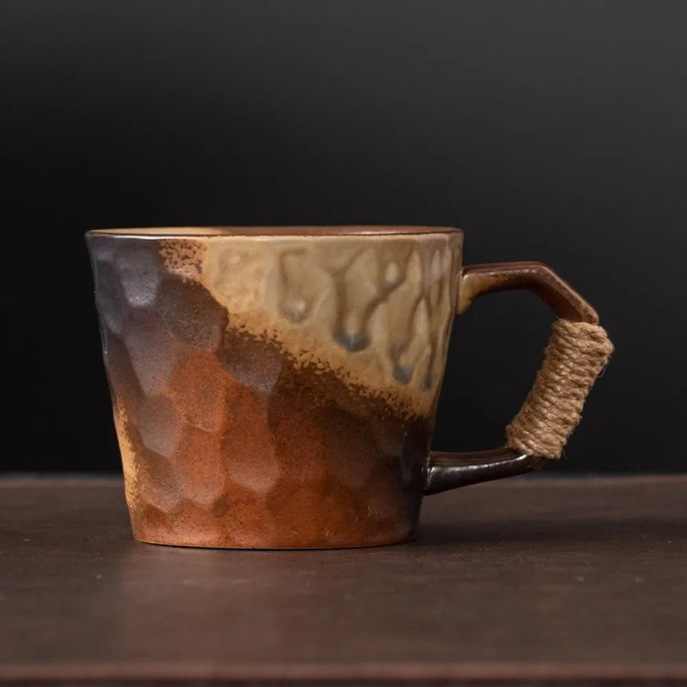 1 Pc 380ML Rustic Retro Ceramic Cups Unique Tableware Wide Mouth Cups Handcrafted Office Coffee Mugs