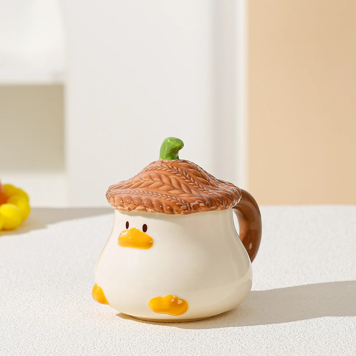 Cup Cartoon Duckling Mug Underglaze Colored Cup With Cute Lid Water Cup High Aesthetic Value Household Ceramic Cup Breakfast Cup