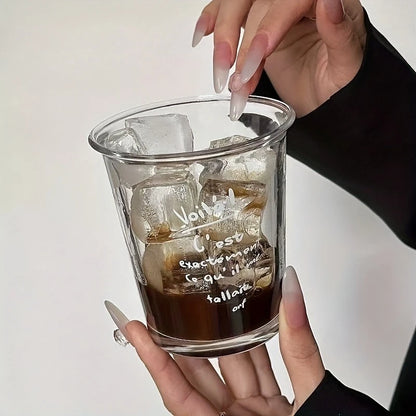 1pc High-looking Coffee Cup Flip Mouth Cup Letter Cup Glass Cup Home Milk Cup Breakfast Cup Tea Cup