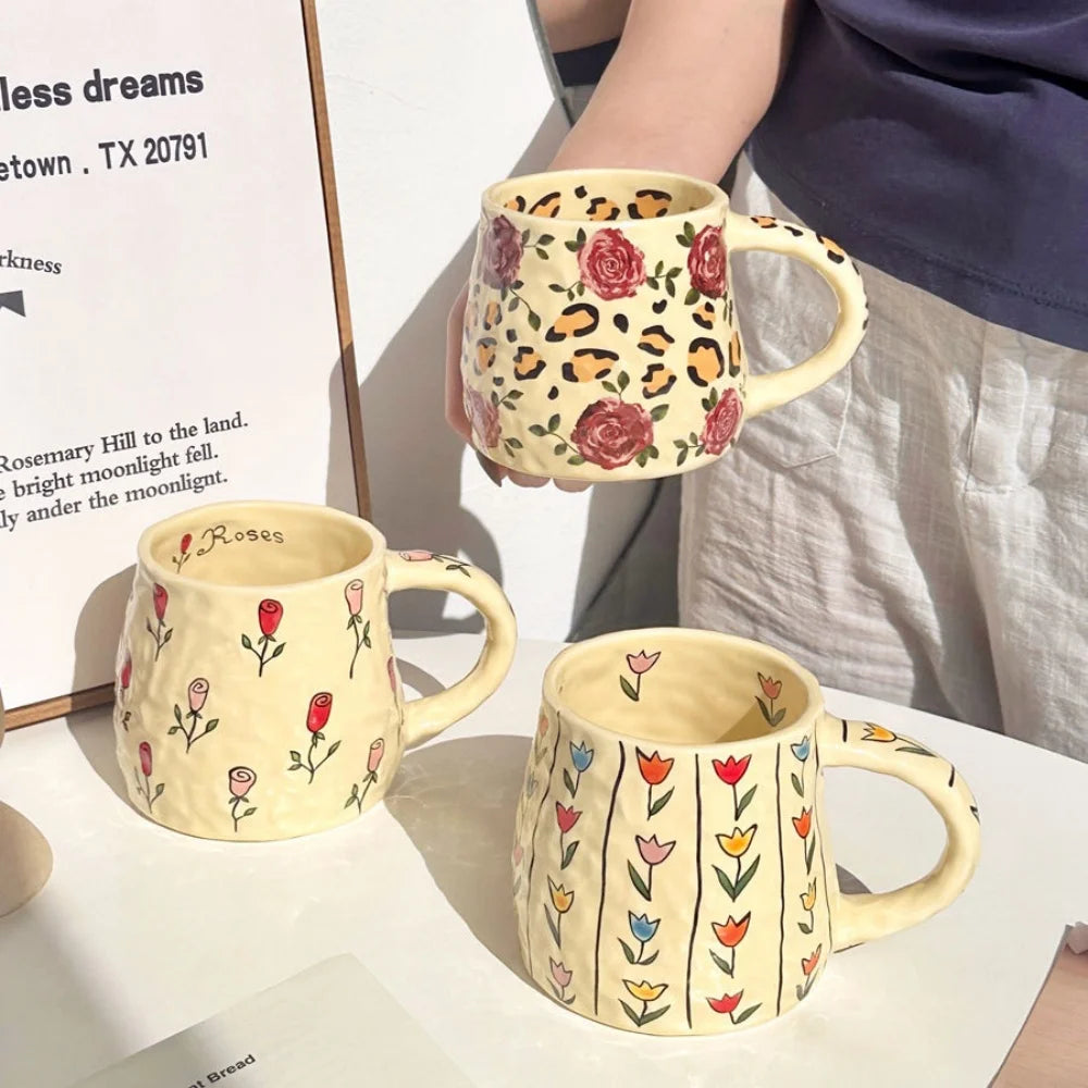 380ml Ceramic Mug Coffee Cups Milk Tea Cup Handmade Ceramic Hot Chocolate Cup Oatmeal Breakfast Mug Drinkware Kitchen
