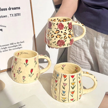380ml Ceramic Mug Coffee Cups Milk Tea Cup Handmade Ceramic Hot Chocolate Cup Oatmeal Breakfast Mug Drinkware Kitchen