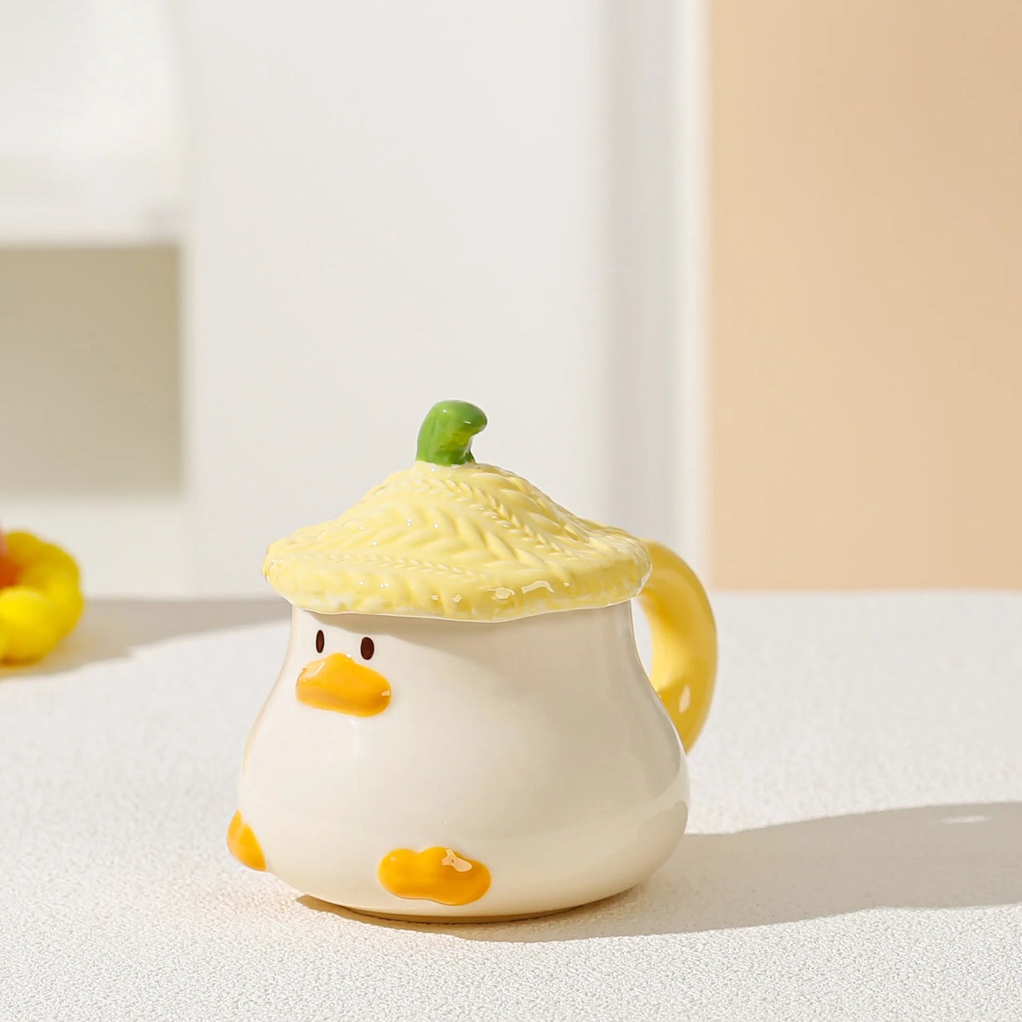 Cup Cartoon Duckling Mug Underglaze Colored Cup With Cute Lid Water Cup High Aesthetic Value Household Ceramic Cup Breakfast Cup