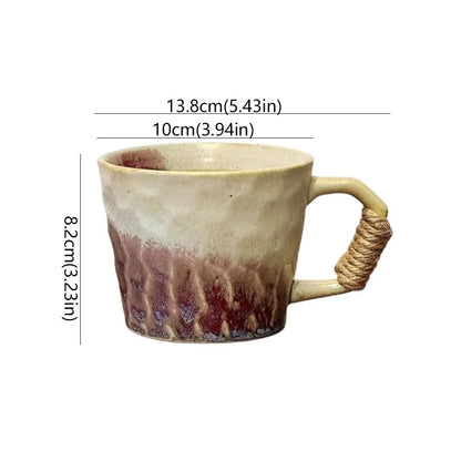 1 Pc 380ML Rustic Retro Ceramic Cups Unique Tableware Wide Mouth Cups Handcrafted Office Coffee Mugs