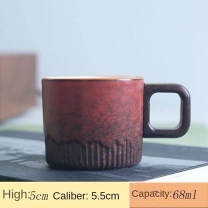 Creative Ceramic Retro Coffee Cup Handmade Kiln Design Filter Tea Mug Wooden Handle Office Water Cup Birthday Gift