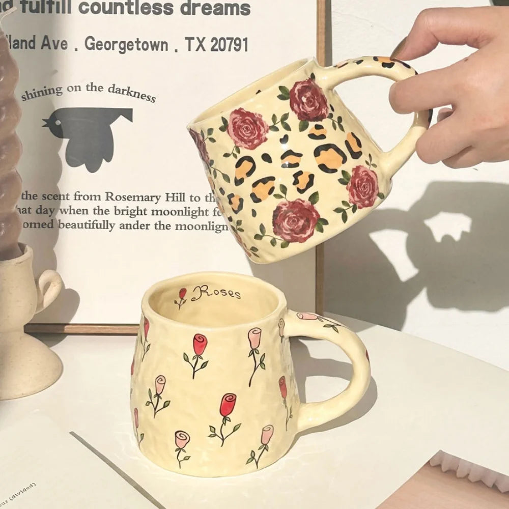 380ml Ceramic Mug Coffee Cups Milk Tea Cup Handmade Ceramic Hot Chocolate Cup Oatmeal Breakfast Mug Drinkware Kitchen