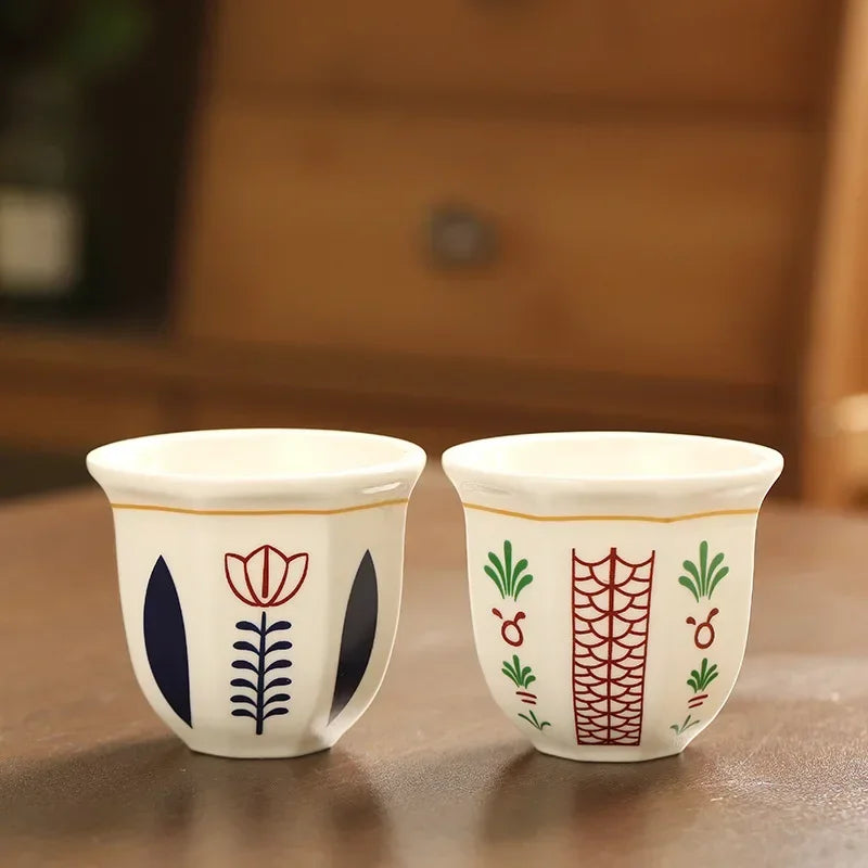 180ml Middle Eastern Style Ceramics Coffee Cup Tea Cup Espresso Cups Hand Grip Cappuccino Cups Kitchen Organizer