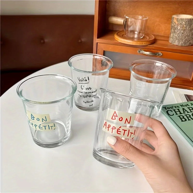 1pc High-looking Coffee Cup Flip Mouth Cup Letter Cup Glass Cup Home Milk Cup Breakfast Cup Tea Cup