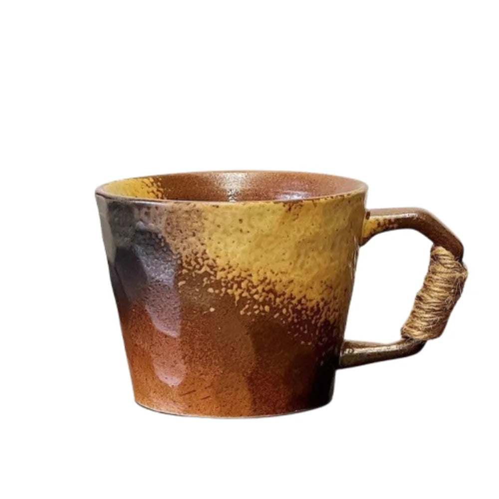 1 Pc 380ML Rustic Retro Ceramic Cups Unique Tableware Wide Mouth Cups Handcrafted Office Coffee Mugs